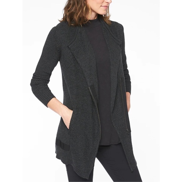 Athleta Sentinel Sweater Coat wool blend black medium - Picture 2 of 10
